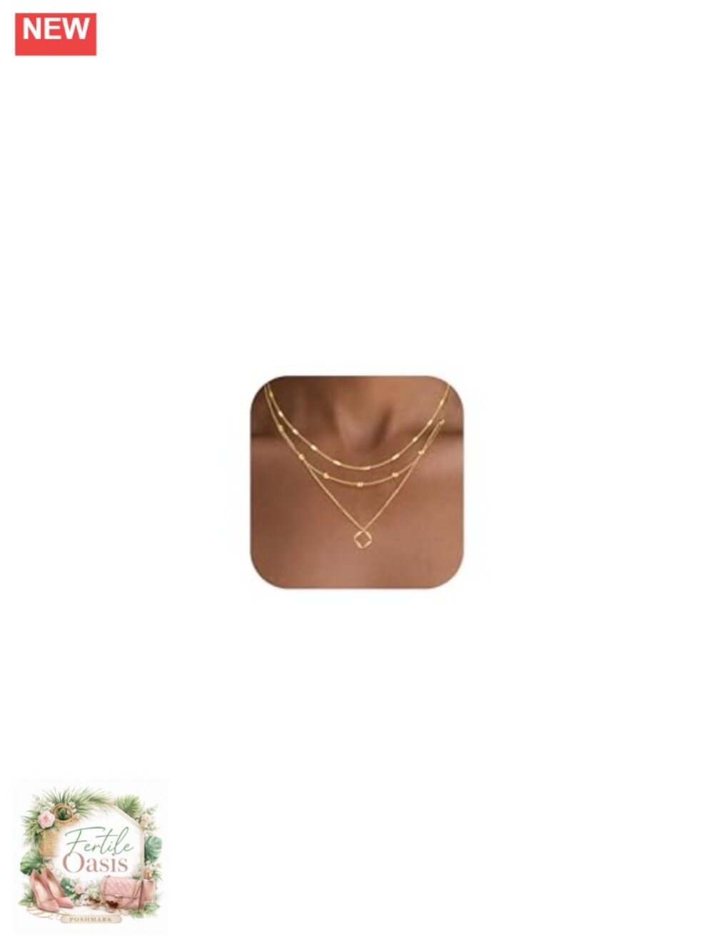 Layered Gold Plated Necklace Set for Women, Dainty Stackable Pendant Choker,